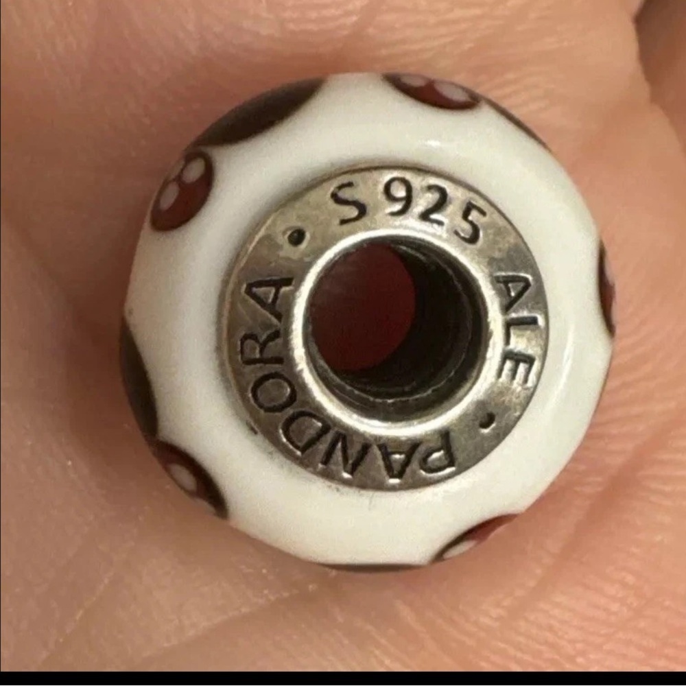 Pandora White and Brown Charm Bead - Picture 7 of 7